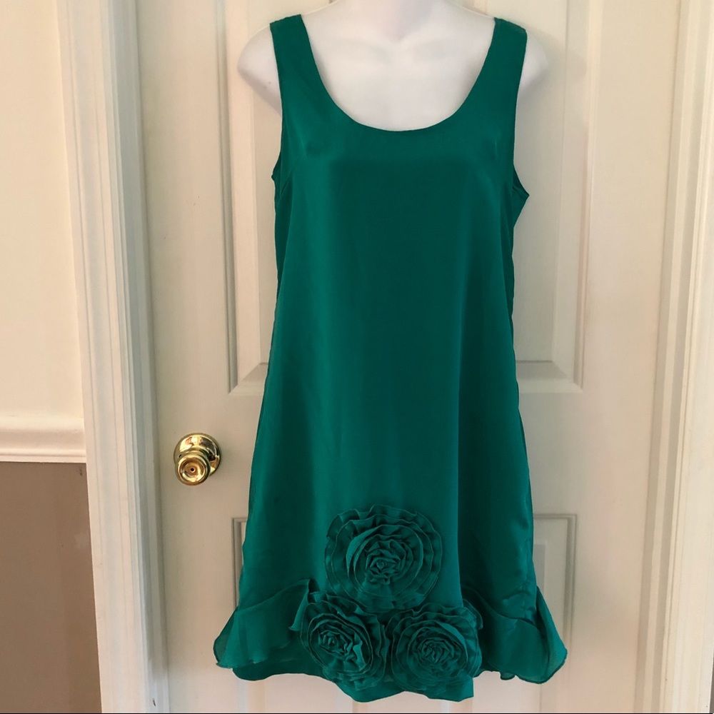 Esley Green Dress with Flowers Size Medium
